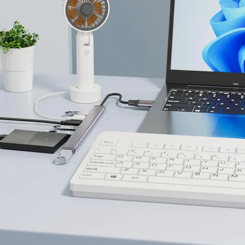 Vista 3 de Concentrador USB 3.0, SNLLMZI Aluminio USB 3.0 7 Puertos Hub Expander, Hub de datos portátil ultra delgado para MacBook, laptop, PC, Mac Pro, Mac