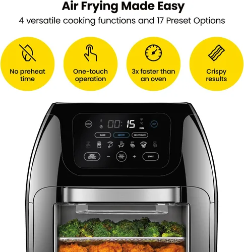 Vista 3 de CHEFMAN Freidora de aire multifuncional 10L+Freidora de aire dual 4.5QT Asador Deshidratador Horno de convección