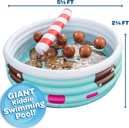 Vista 6 de Piscina inflable grande de 5.5FT Boba Tea Backyard Kiddie, resistente a Azul