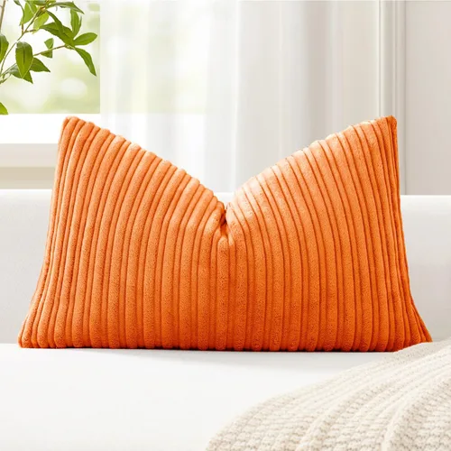 Vista 64 de Kevin Textile - Fundas de almohada de pana a rayas de 16 x 16 pulgadas, paquete de 2, color rosa bebé