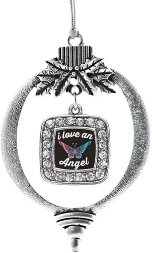 Vista 216 de Inspired Silver - Adorno con dije de reina de rodillo - Adornos navideños cuadrados de plata con joyas de circonita cúbica