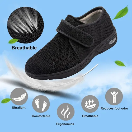 Vista 7 de youyun Zapatos para diabéticos para mujer de ancho X-ancho para mujeres mayores, cierre ajustable, transpirables, ligeros, antideslizantes para pies