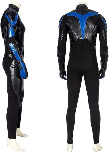 Vista 3 de LILLIWEEN Disfraz de Dick Grayson para hombre disfraz de Halloween cosplay guantes de máscara conjunto completo