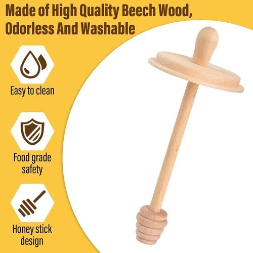 Vista 2 de Sun3drucker Wooden Mason Jar Honey Dippers (1X 32OZ Wide Mouth)