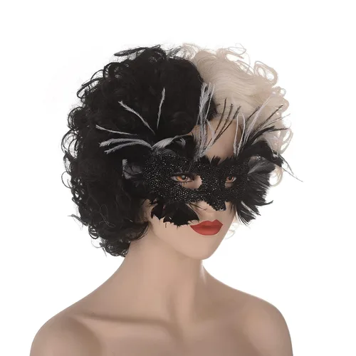 Vista 5 de Cruella deVil - Peluca de cosplay con máscara