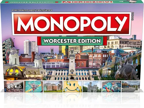 Vista 6 de Monopoly Board Game Worcester Edition: 2-6 jugadores Juegos de mesa familiares para niños y adultos, juegos de mesa para niños de 8 años