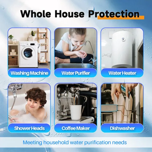 Vista 2 de PUREPLUS Filtro de agua para toda la casa de 1 etapa, con filtro de agua reductor de hierro y manganeso, carcasa universal de cartucho de 10" x