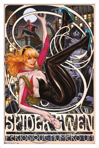 Vista 13 de Trends International Marvel Comics - Póster de pared de Spider-Gwen - Cover #1, 14.725 x 22.375 pulgadas, versión enmarcada de madera de granero