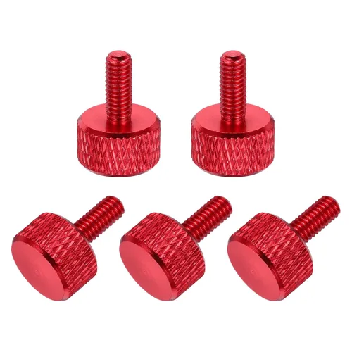 Vista 88 de MECCANIXITY 5 piezas M6x14mm Tornillos de pulgar estriado de cabeza plana, pernos de rosca completa de aleación de aluminio sólido para carcasas