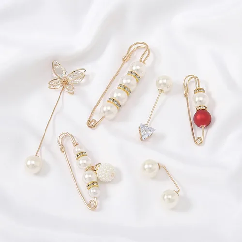 Vista 110 de 4 piezas de clip de anillo de bufanda para mujer, broche de perlas y flores, hebilla de metal para chal, accesorios de decoración para damas y niñas