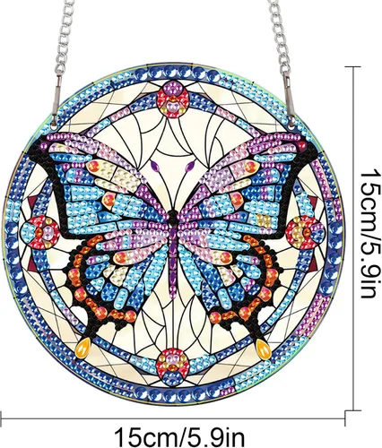Vista 2 de Tontut Kits de decoración colgante de pintura de diamante, pintura de arte de diamante de mariposa 5D para principiantes, bricolaje