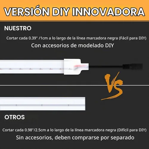 Vista 2 de Lamomo Tira de luces LED, cuerda de neón blanca cálida, 0.39 pulgadas/corte Blanco cálido