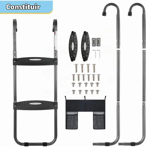 Vista 3 de HBTower - Escalera para cama elástica de 2 escalones con bolsa de almacenamiento y escalones anchos para niños Trampoline Accessories, Universal