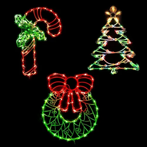 Vista 12 de Decoraciones navideñas iluminadas para ventanas, paquete de 2 luces de silueta de ventana de Navidad enchufables para Navidad, fiesta, hogar, patio