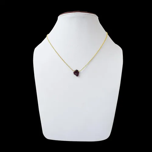 Vista 3 de Gempires Raw Garnet Stone Pendant Necklace, Red Garnet Crystal Pendant 10-20 mm, Garnet Necklace for Women, January Birthstone Jewelry, Raw Crystal