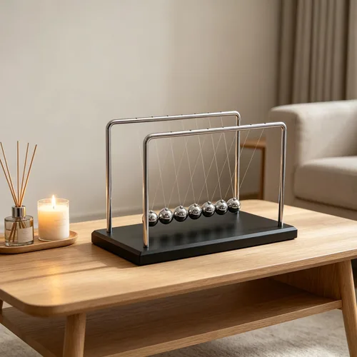 Vista 4 de QLKUNLA Newtons Cradle Balance Balls Science Physics Gadget Decoración de escritorio Juguete de movimiento cinético para el hogar y la oficina, 7