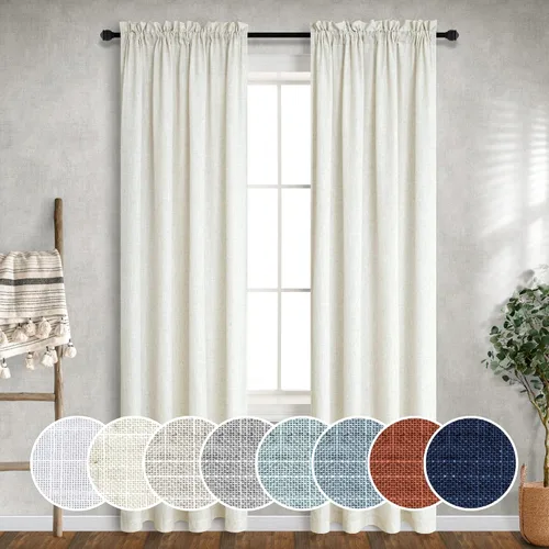 Vista 51 de Mrs.Naturall - Cortinas transparentes con bolsillo para barra de 36x63 pulgadas de lino mezclado negro