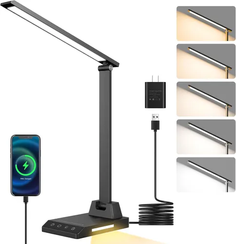 Vista 10 de ShineTech Lámpara de escritorio LED para oficina en casa, lámpara