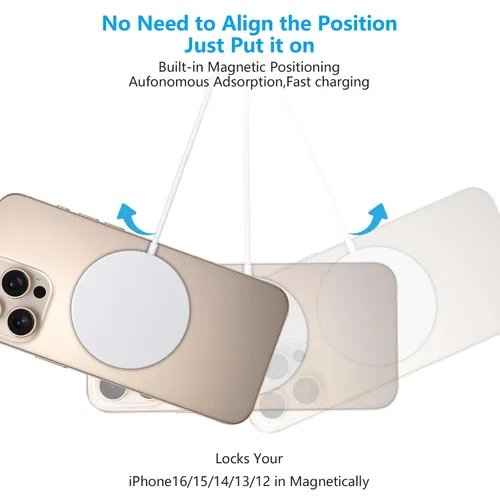 Vista 6 de [Certificado MFi de Apple] Cargador inalámbrico magnético para iPhone 16 Pro Max/16 Pro/15/14/13/12/Plus/AirPods 3/2/Pro 2, carga magnética de 6