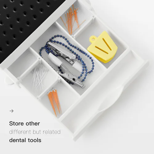 Vista 4 de Annhua - Bloque dental negro de 142 agujeros, soporte para broas, organizador dental de plástico con funda para aguja, fresa, lima