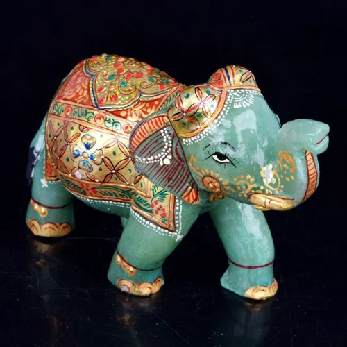 Vista 2 de GEMHUB Aproximadamente 6381.00 Ct Estatua de elefante con piedras preciosas de jade verde - Escultura de animal decorativa V-4431, Gema, Estatua