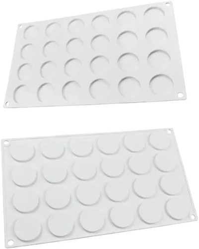 Vista 2 de Molde de silicona para sellos de disco redondo plano, molde adhesivo para encerar, molde para pastel de chocolate, molde para hornear, bandeja