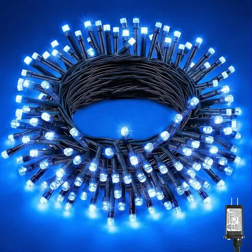 Vista 15 de Tira de luces LED de Navidad de 40 pies para exteriores, luces rojas y blancas de Navidad impermeables, 8 modos y temporizador, luces de árbol