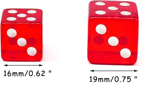 Vista 2 de Juego de 10 dados de 0.630 in de 6 caras D6 RPG D&D transparente rojo + bolsa