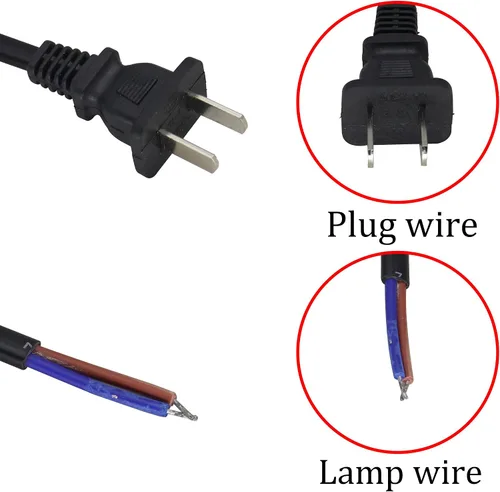 Vista 3 de Cable de lámpara con interruptor de palanca, cable de lámpara con enchufe moldeado y interruptor de encendido/apagado, cable de extensión, extremos