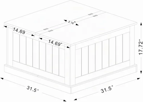 Vista 2 de Locsear Mesa de centro de granja, mesa central cuadrada de madera con gran compartimento de almacenamiento oculto para sala de estar, mesa de cóctel