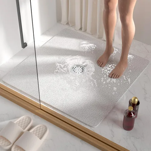 Vista 32 de HITSLAM - Tapete cuadrado para ducha, de 24 x 24 pulgadas, tapete de baño antideslizante para bañera, tapetes de baño de alcachofa de PVC suave