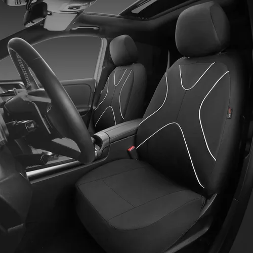 Vista 6 de Fundas de tela para asiento delantero, transpirables, compatibles con bolsas de aire, ajuste universal para el 95% de los sedanes, camionetas