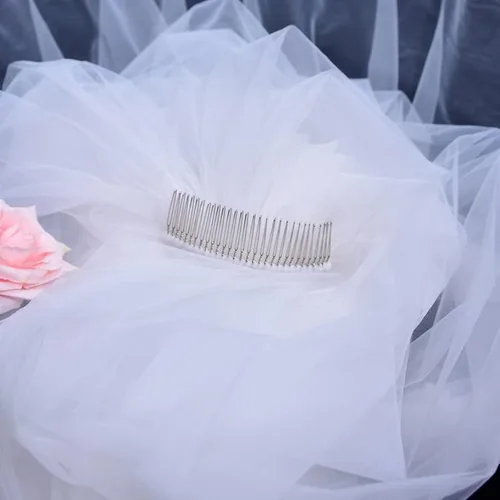 Vista 6 de velo de novia de tul suave con longitud catedral para mujer 1 nivel con peine 350cm