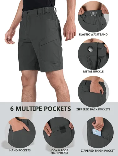 Vista 4 de Stlight Pantalones cortos de senderismo para hombre, de secado rápido, ligeros, tácticos, con múltiples bolsillos, para camping, pesca, golf