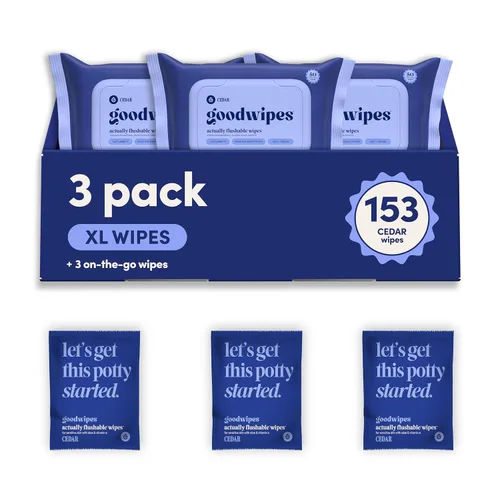 Vista 20 de Goodwipes Toallitas desechables para el trasero - Vitamina E y aloe - Seguras para alcantarillado y fosa séptica - Toallitas húmedas extra grandes