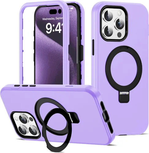 Vista 12 de Funda compatible con iPhone 13 y 14 de 6.1 pulgadas con soporte de anillo magnético [protección militar contra caídas] [compatible con Mag-Safe]
