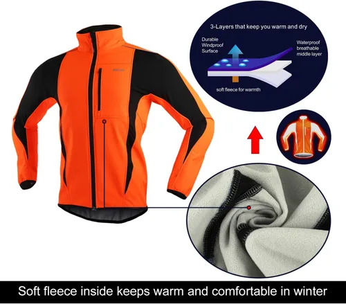 Vista 14 de Chaqueta térmica para ciclismo (tejido Softshell, resistente al viento, impermeable, 15K) de ARSUXEO