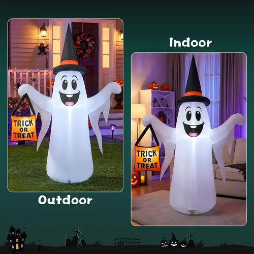 Vista 6 de 4.5 FT Halloween Inflatable Ghost Outdoor Decoration with Magic Hat