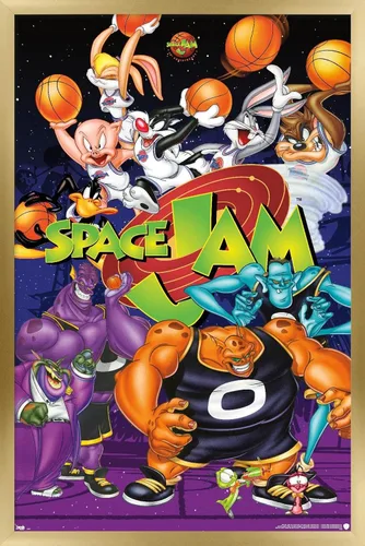 Vista 13 de Trends International Looney Tunes: Space Jam - Póster de collage de pared, 14.725 x 22.375 pulgadas, versión enmarcada de madera de granero