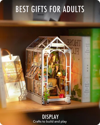 Vista 4 de Rolife Kit de casa de muñecas en miniatura y kits de rincón de libros (invernadero de Caty+casa de jardín)