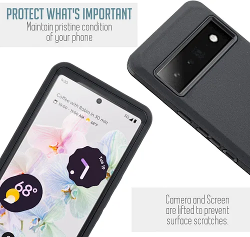 Vista 4 de Customerfirst - Funda para Google Pixel 6A, funda para Pixel 6A 5G con [funda de clip para cinturón] [protector de pantalla integrado] resistente a