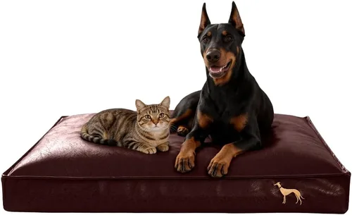 Vista 11 de SOMAHE Cama ortopédica para perro, piel sintética impermeable, funda extraíble lavable, antideslizante, resistente a las masticaciones, plumón