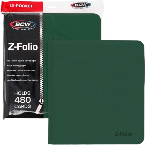 Vista 11 de BCW Z-Folio LX - Cartera con cremallera – Álbum de 12 bolsillos de cuero sintético azul premium – Cremallera segura – Capacidad de 480 tarjetas