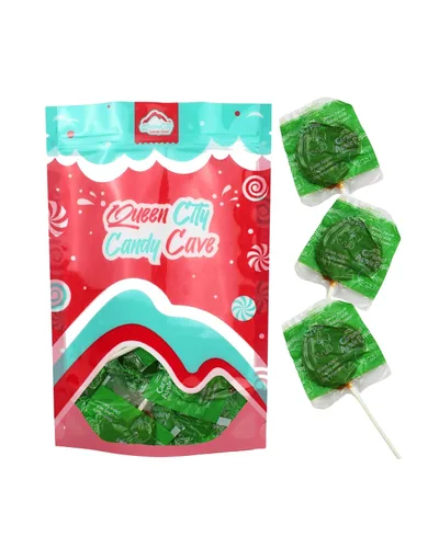 Vista 4 de Queen City Candy Cave - Paletas de caramelo de manzana verde, deliciosos sabores de otoño, a granel, chupones de manzana verde bañados en caramelo