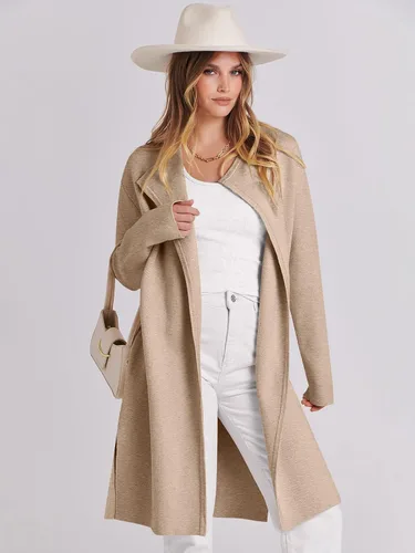 Vista 2 de ANRABESS Chaqueta casual de manga larga para mujer, con parte delantera abierta, suéter de punto largo