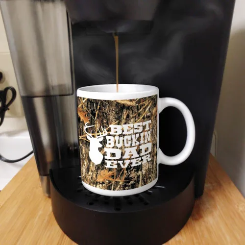 Vista 5 de ThisWear Hunting Camo Best Buckin' Dad Ever Gift Taza de café de cerámica de 11 oz con asa