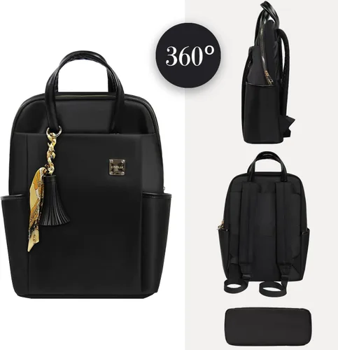 Vista 7 de Mochila para laptop para mujer, delgada de viaje, bolsa para computadora portátil de hasta 15.6 pulgadas, ligera, tamaño mediano, bolsa de trabajo
