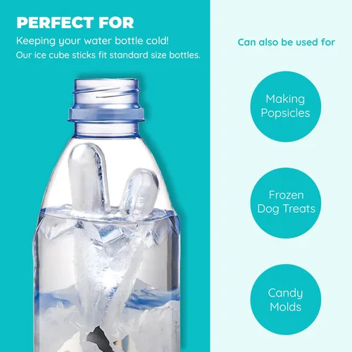 Vista 4 de Jacent Bandeja reutilizable de silicona y plástico para cubitos de hielo, cubos de hielo fáciles de empujar y reventar para botella de deportes