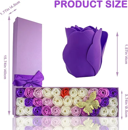 Vista 2 de JIALEEY 33 piezas de jabón de baño perfumado floral pétalos de flores, aceite esencial para plantas, juego de jabón de rosas, ideas de regalo