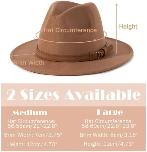 Vista 3 de Lisianthus - Sombrero Fedora de ala amplia con hebilla de cinturón para hombre y mujer